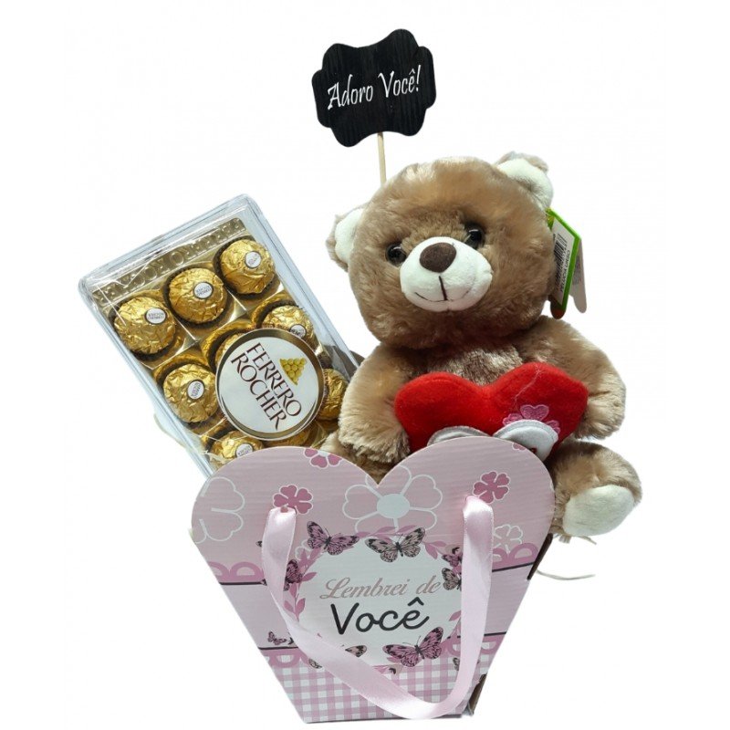Mimo Lembrei de você (Pelúcia + Chocolate + Pic Decorativo)